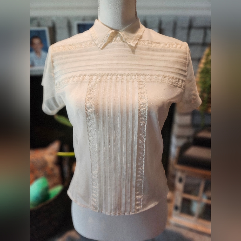 Vintage 1950s Pat MacKay Chiffon Blouse